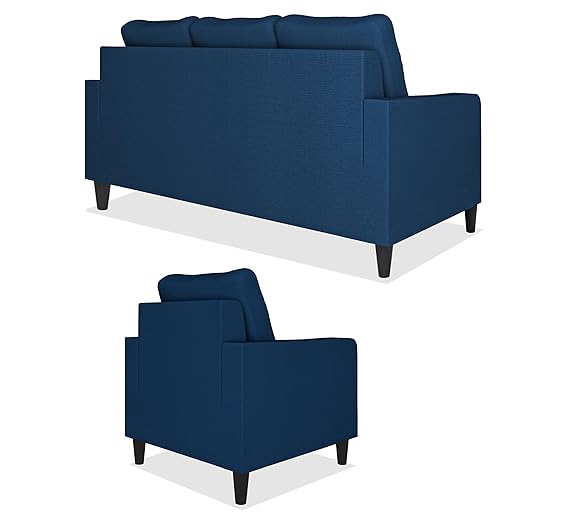 Adorn India Chandler Decent 3+1+1 5 Seater Sofa Set (Blue) - Wood