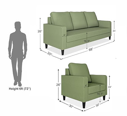 Adorn India Chandler Decent 3+1+1 5 Seater Sofa Set (Green) - Wood