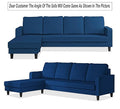 Adorn India Chandler Plain L Shape 5 Seater Sofa Set LHS (Blue) (3 Year Warranty)