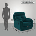 Adorn India Premium Majestic 1 Seater Recliner Manual Sofa Chair | Ocean Blue Suede Velvet Fabric | Soft Padded Back Rest & Handrest | Living Room Recliner Chair | 3 Years Warranty