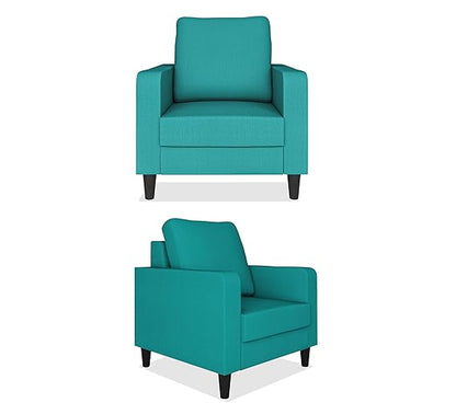 Adorn India Chandler Decent 3+1+1 5 Seater Sofa Set (Aqua Blue) - Wood