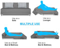 Adorn India Easy Alyn Plus Stripes 4 Seater Sofa Cum Bed (6x6, Grey) (Wood) (1 Year Warranty)