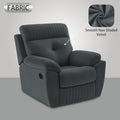 Adorn India Premium Majestic 1 Seater Recliner Manual Sofa Chair | Dark Grey Suede Velvet Fabric | Soft Padded Back Rest & Handrest | Living Room Recliner Chair | 3 Years Warranty