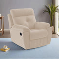 Adorn India Premium Majestic 1 Seater Recliner Manual Sofa Chair | Cream Suede Velvet Fabric | Soft Padded Back Rest & Handrest | Living Room Recliner Chair | 3 Years Warranty