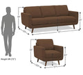 Adorn India Damian 3+1+1 5 Seater Sofa Set (Brown) (3 Year Warranty)