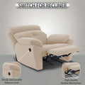 Adorn India Premium Majestic 1 Seater Recliner Manual Sofa Chair | Cream Suede Velvet Fabric | Soft Padded Back Rest & Handrest | Living Room Recliner Chair | 3 Years Warranty