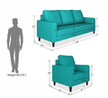 Adorn India Chandler Decent 3+1+1 5 Seater Sofa Set (Aqua Blue) (3 Year Warranty)
