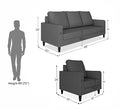 Adorn India Chandler Decent 3+1+1 5 Seater Sofa Set (Grey) (3 Year Warranty)
