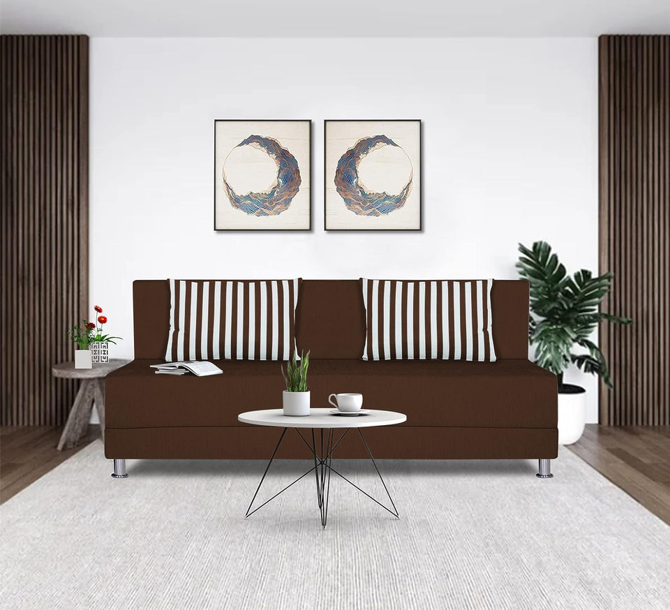 4 Seater Sofa Cum Bed Easy Alyn Plus Stripes (6x6) (Brown)