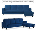 Adorn India Chandler Plain L Shape 5 Seater Sofa Set RHS (Blue) (3 Year Warranty)