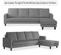 Adorn India Chandler Plain L Shape 5 Seater Sofa Sofa Set RHS (Grey)