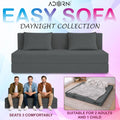 Adorn India Easy 3 Seater Sofa Cum Bed | Velvet Fabric | Dark Grey | Plain Design | 6x5 Ft | Comfortable Seating | Washable Cover | Perfect for Home & Office