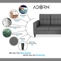 Adorn India Darcy L Shape 4 Seater Sofa Set (Grey) (3 Year Warranty)
