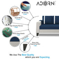Adorn India Ashley Stripes Leatherette Fabric L Shape 5 Seater Sofa Set RHS (Blue & White) (3 Year Warranty)