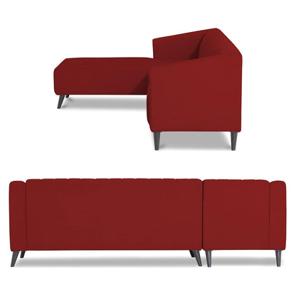 Adorn India Premium Laurel L Shape 6 Seater Sofa Set (LHS) (Red)