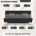 Adorn India Premium New Aspen 3 Seater Sofa Cum Bed 4X6 Velvet Suede with 2 Cushions (Color Dark Grey & Grey) and Suitable for All Indoor, with 3 Years Warranty