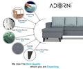 Adorn India Abington Stripes L Shape 5 Seater Sofa Set LHS (Grey) (3 Year Warranty)