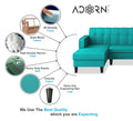 Rio Elegant L Shape 8 Seater Sofa Set with Center Table and 2 Ottoman Puffy (LHS) (Aqua Blue)