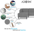 Adorn India Premium Laurel L Shape 6 Seater Sofa Set (LHS) (Grey) (3 Year Warranty)