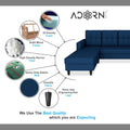 Adorn India Darcy L Shape 5 Seater Sofa Set (LHS) (Blue) (3 Year Warranty)