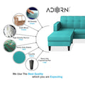 Adorn India Rio Elegant L Shape 5 Seater Sofa Set (Lhs) (Aqua Blue) (3 Year Warranty)