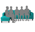 Rio Elegant L Shape 8 Seater Sofa Set with Center Table and 2 Ottoman Puffy (LHS) (Aqua Blue)