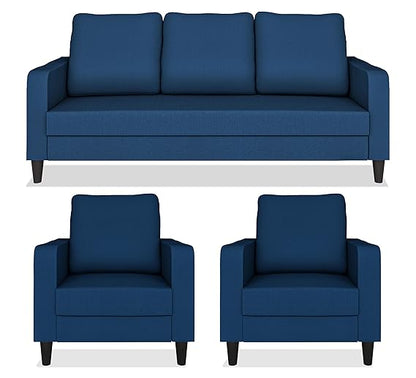 Adorn India Chandler Decent 3+1+1 5 Seater Sofa Set (Blue) - Wood