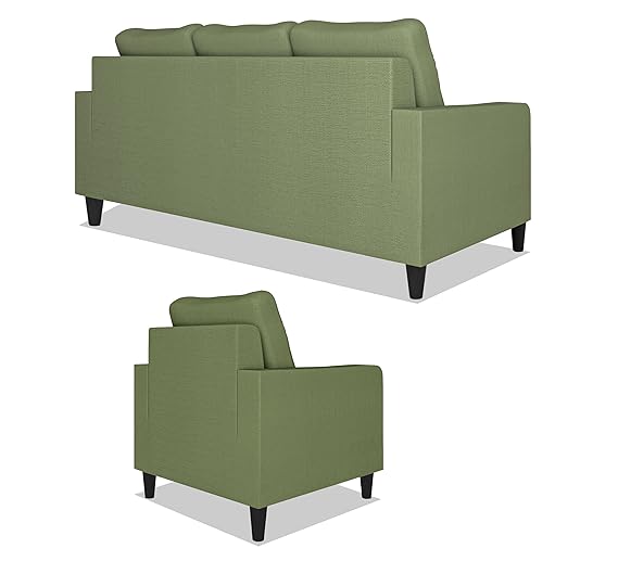 Adorn India Chandler Decent 3+1+1 5 Seater Sofa Set (Green) - Wood