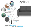 Adorn India Chandler Plain L Shape 4 Seater Sofa Set (Grey) (3 Year Warranty)