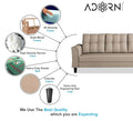 Adorn India Maddox Tufted 3 Seater Sofa (Beige) (3 Year Warranty)