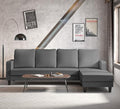 Adorn India Chandler Plain L Shape 5 Seater Sofa Sofa Set RHS (Grey)