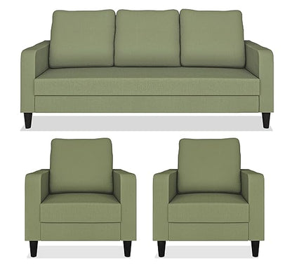 Adorn India Chandler Decent 3+1+1 5 Seater Sofa Set (Green) - Wood