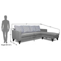 Adorn India Chandler L Shape 5 Seater Sofa Set Stripes (Right Hand Side) Grey