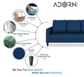 Adorn India Chandler Decent 3 Seater Sofa (Blue) (3 Year Warranty)