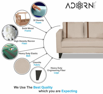 Adorn India Chandler Plus 3+2+1 6 Seater Sofa Set (Beige)