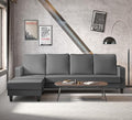 Adorn India Chandler Plain L Shape 5 Seater Sofa Set LHS (Grey) (3 Year Warranty)