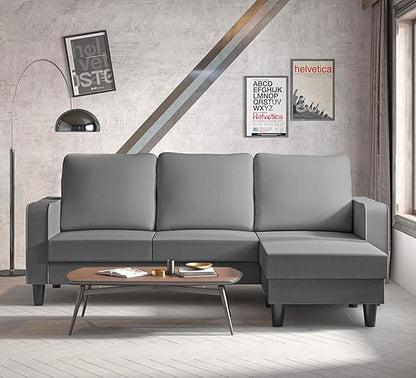 Adorn India Chandler Plain L Shape 4 Seater Sofa Set (Grey) (3 Year Warranty)