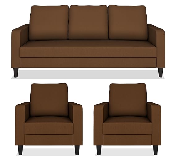 Adorn India Chandler Decent 3+1+1 5 Seater Sofa Set (Brown) - Wood