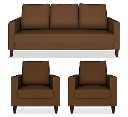 Adorn India Chandler Decent 3+1+1 5 Seater Sofa Set (Brown) - Wood