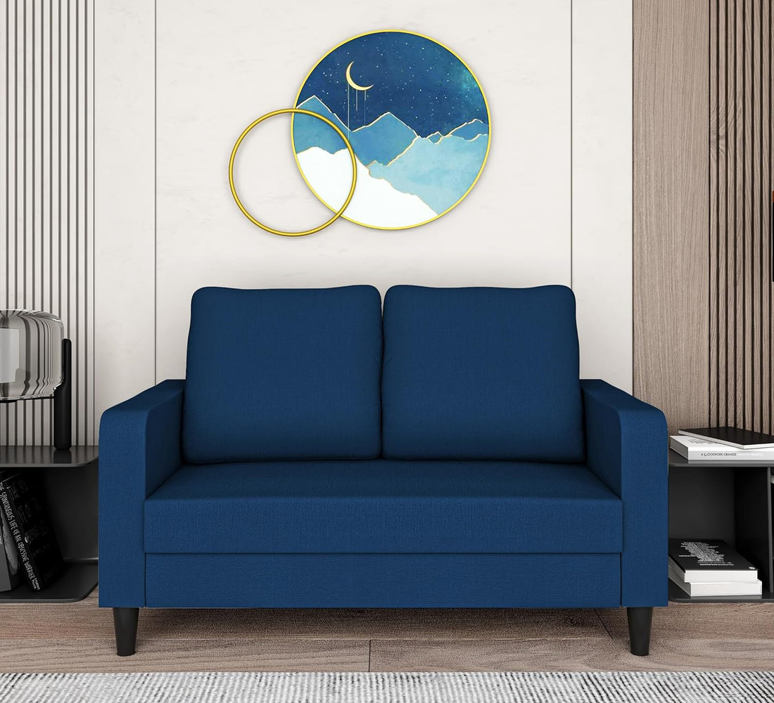 Adorn India Chandler Decent 2 Seater Sofa (Blue) (3 Year Warranty)