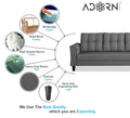 Adorn India Maddox Tufted 3 Seater Sofa (Grey) (3 Year Warranty)