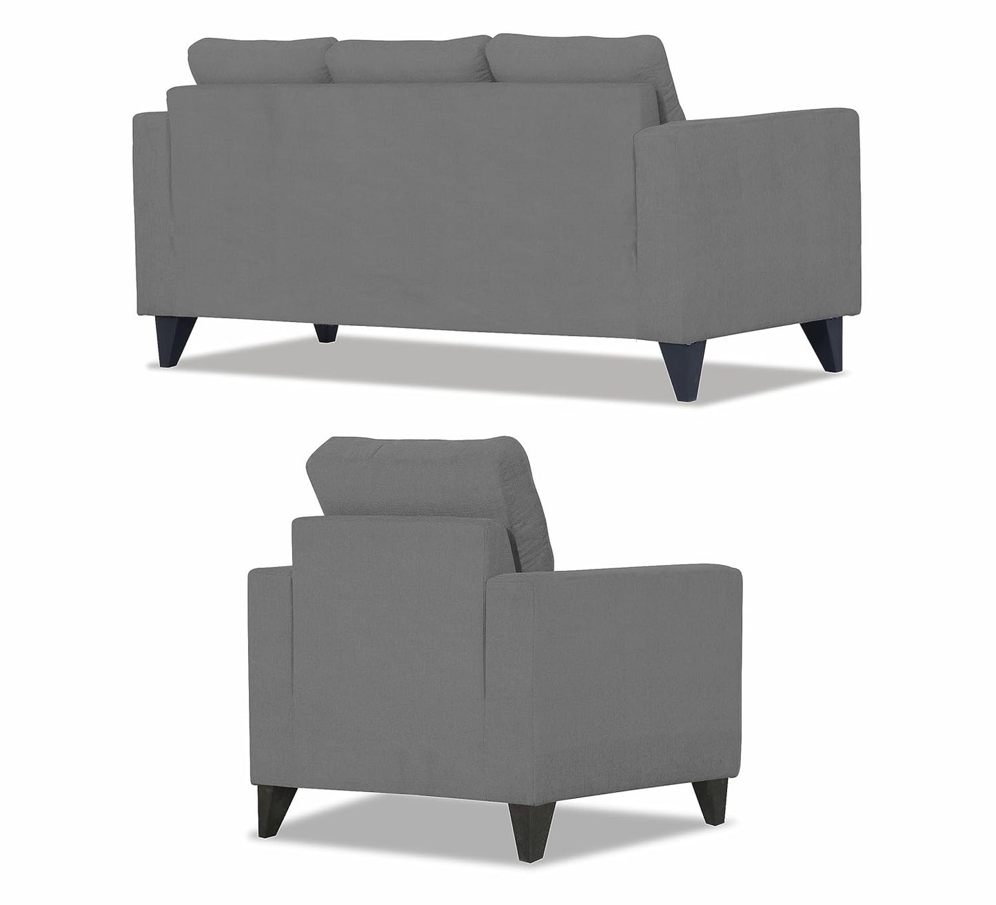 Adorn India Chandler Plus 3+1+1 5 Seater Sofa Set (Grey) - Wood