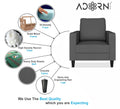 Adorn India Chandler Decent 1 Seater Sofa (Grey) (3 Year Warranty)