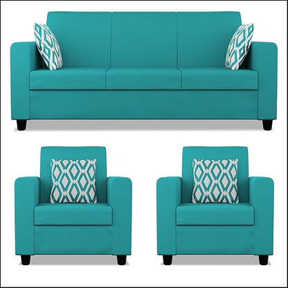 Adorn India Monteno 5 Seater 3-1-1 Sofa Set (Aqua Blue)