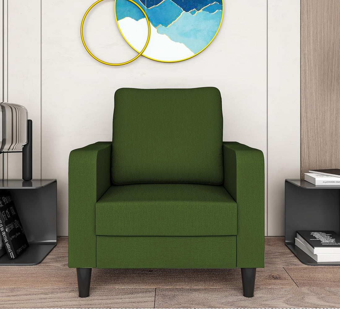 Adorn India Chandler Decent 1 Seater Sofa (Green) (3 Year Warranty)