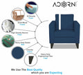 Adorn India Chandler Plus 1 Seater Sofa (Blue) (3 Year Warranty)