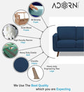 Adorn India Damian 3 Seater Sofa (Blue) (3 Year Warranty)