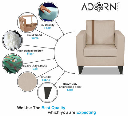 Adorn India Chandler Plus 1 Seater Sofa (Beige) - Wood