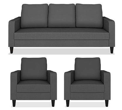 Adorn India Chandler Decent 3+1+1 5 Seater Sofa Set (Grey) - Wood