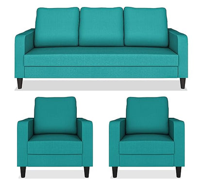 Adorn India Chandler Decent 3+1+1 5 Seater Sofa Set (Aqua Blue) - Wood